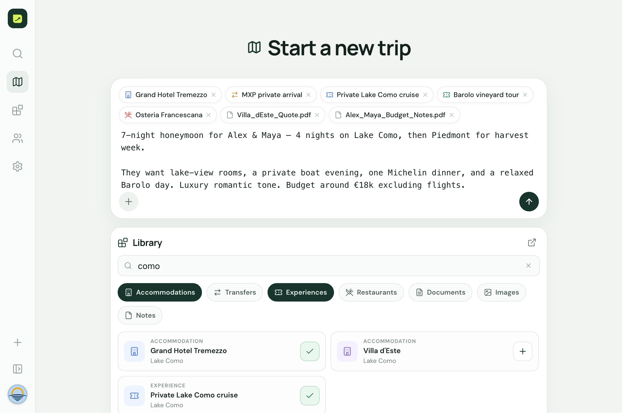 TripFit organizing client materials